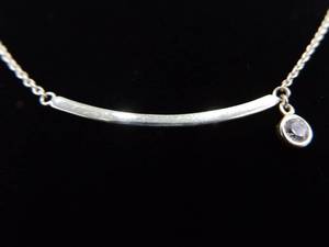 lot 35 image: .925 Sterling Silver Zirconia Dangle Bar Necklace