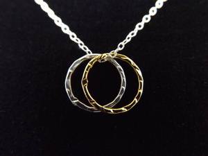 lot 40 image: .925 Sterling Silver Gold Accented Promise Ring Pendant Necklace