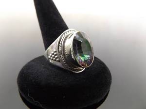 lot 52 image: .925 Sterling Silver Mystic Quartz Crystal Ring Size 9