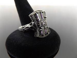 lot 59 image: NEW .925 Sterling Silver Amethyst Crystal Bow Ring Size 10.25
