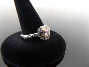 lot 62 image: .925 Sterling Silver Pink Sapphire Crystal Ring Size 7.75