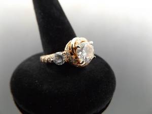 lot 75 image: .925 Sterling Silver Zirconia Rose Gold Ring Size 7