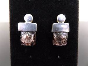 lot 90 image: .925 Sterling Silver Purple Molten Post Earrings