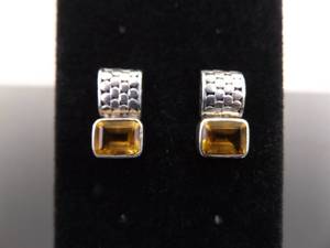 lot 93 image: .925 Sterling Silver Citrine Post Earrings