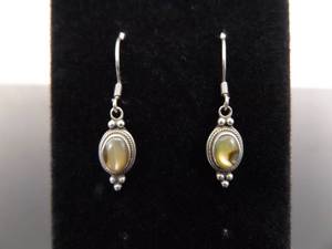 lot 94 image: .925 Sterling Silver Abalone Cabochon Dangle Hook Earrings