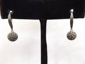 lot 97 image: .925 Sterling Silver Art Nouveau Hinged Clasp Dangle Hook Earrings