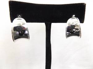 lot 99 image: .925 Sterling Silver Thick Hoop Hinged Clasp Post Earrings