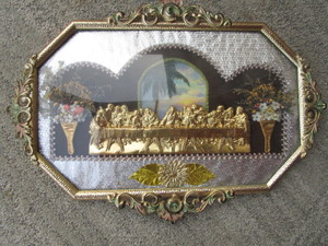 lot 32 image: Antique Last Supper, Painted Metal Frame