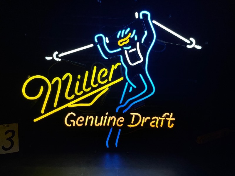 MGD Miller Genuine Draft downhill skier neon sign, NOS | Back to