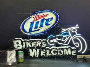 lot 4 image: Miller Lite, Bikers Welcome neon sign