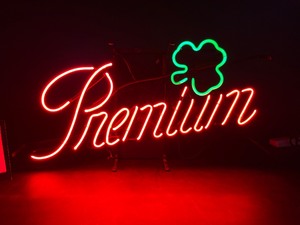 lot 9 image: Grain Belt Premium Beer, with shamrock. Hard to find neon sign.