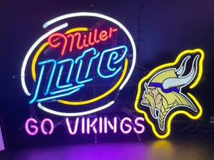 lot 11 image: Miller Lite, Go Vikings MN Vikings NFL neon sign