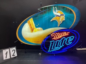 lot 12 image: Miller Lite Vikings neon sign