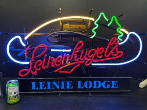 lot 19 image: Leinenkugels Leinie Lodge with canoe, neon sign