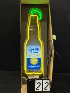 lot 22 image: Corona Beer bottle with lime neon sign, NOS, IOB