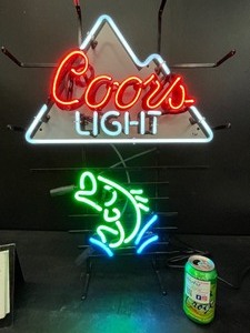 lot 28 image: Coors Light mountain with bass fish neon sign, NOS