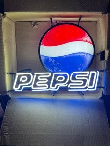 lot 39 image: Pepsi double stroke neon sign with blue drop shadows