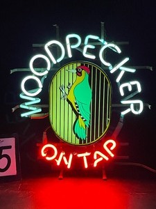 lot 45 image: Woodpecker Cider On Tap neon sign, Hard to find
