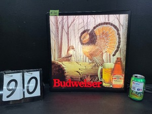 lot 90 image: Vintage Budweiser Beer wildlife light up sign, grouse, 1987