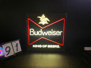 lot 91 image: Budweiser bowtie, plastic light up logo, 3D faux neon