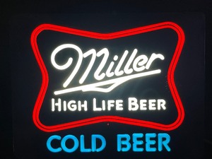 lot 92 image: Vintage Miller High Life Cold Beer, 3D faux neon, plastic light up