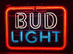 lot 109 image: Bud Light neon sign