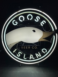 lot 112 image: Goose Island neon sign with screen printed goose head