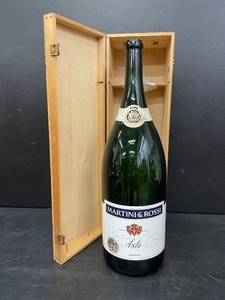 lot 119 image: Martini & Rossi methusaleh (that means Very Big Bottle 6 Liters or 8 bottles) with wood case