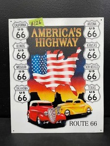 lot 126 image: Americas Highway Route 66 tin tacker