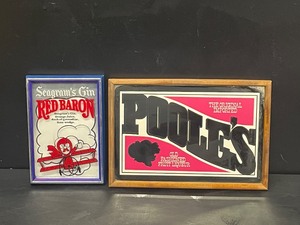 lot 180 image: Lot of 2 Pooles, The Original Fruit Liquor mirror, Seagrams Gin Red Baron Recipe