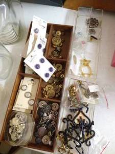 lot 12 image: Lot of Metal Buttons, Danish Hooks, Etc