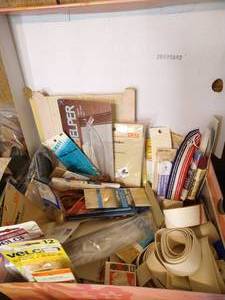 lot 18 image: Box of Notions-New & Used Velcro, Binding, Zippers, Etc