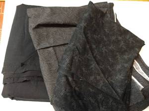 lot 74 image: Three Large Cuts of Very Nice Black Cotton Prints, 2-3 Yards Each
