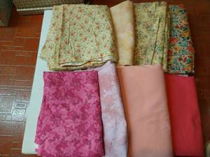 lot 80 image: Eight Pieces of Cotton Print Fabrics, Each 3-4 Yards