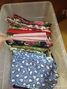 lot 101 image: Holiday Material Lot- Many Patterned Cotton Pieces
