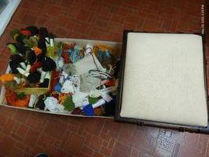 lot 104 image: Wool Tapestry Skeins & Footstool