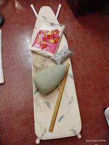 lot 114 image: Large Ironing Board, Sewing Weights, Vintage Yard Stick, Etc
