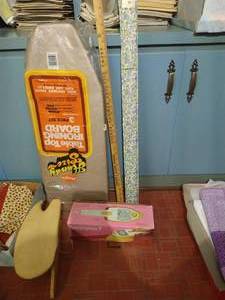 lot 126 image: Vntg Yardsticks, Countertop Ironing Board, Steamer & Tailor Board