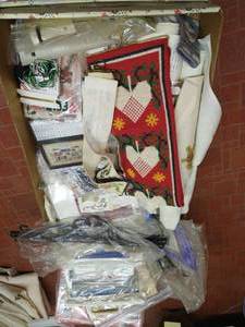 lot 187 image: Large Box of Mixed Needleworking Kits, Bell pulls, Tapestry Hangers, Etc.