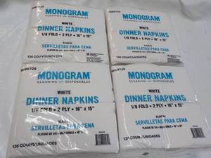 lot 106 image: 500 ct  Monogram White Dinner Napki...