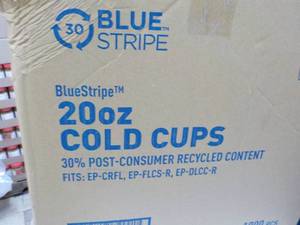 lot 113 image: Case of 1000 Blue Stripe 20 oz Cold...
