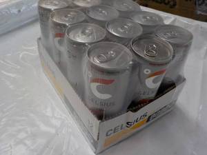 lot 176 image: 12 pack Celsius Non Carbonated Peac...