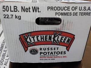 lot 181 image: 50 lb. box Kitchen Kleen Russet Pot...