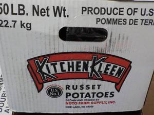 lot 183 image: 50 lb. box Kitchen Kleen Russet Pot...