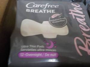 lot 223 image: Carefree Breathe Feminine Pads 8 ct...