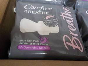 lot 224 image: Carefree Breathe Feminine Pads 8 ct...