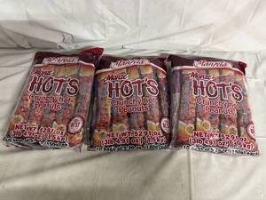 lot 72 image: 3 Packs of Manze Hots Crunchy Hot Peanuts