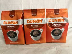 lot 85 image: 3 Bags of Dunkin Hazelnut Coffee