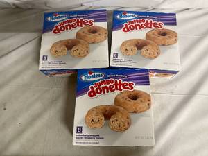 lot 156 image: 3 x 8ct Packs of Glazed Blueberry Jumbo Donettes