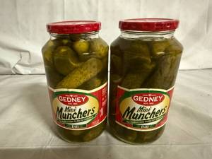 lot 188 image: 2 Jars of Gedney Mini Muncher Dill Pickles